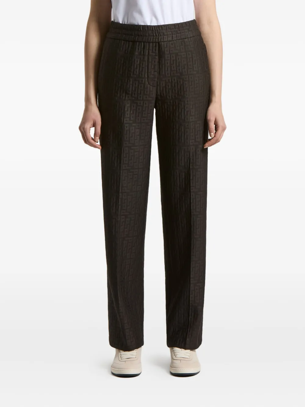 Peserico Geometric-pattern Trousers In Brown