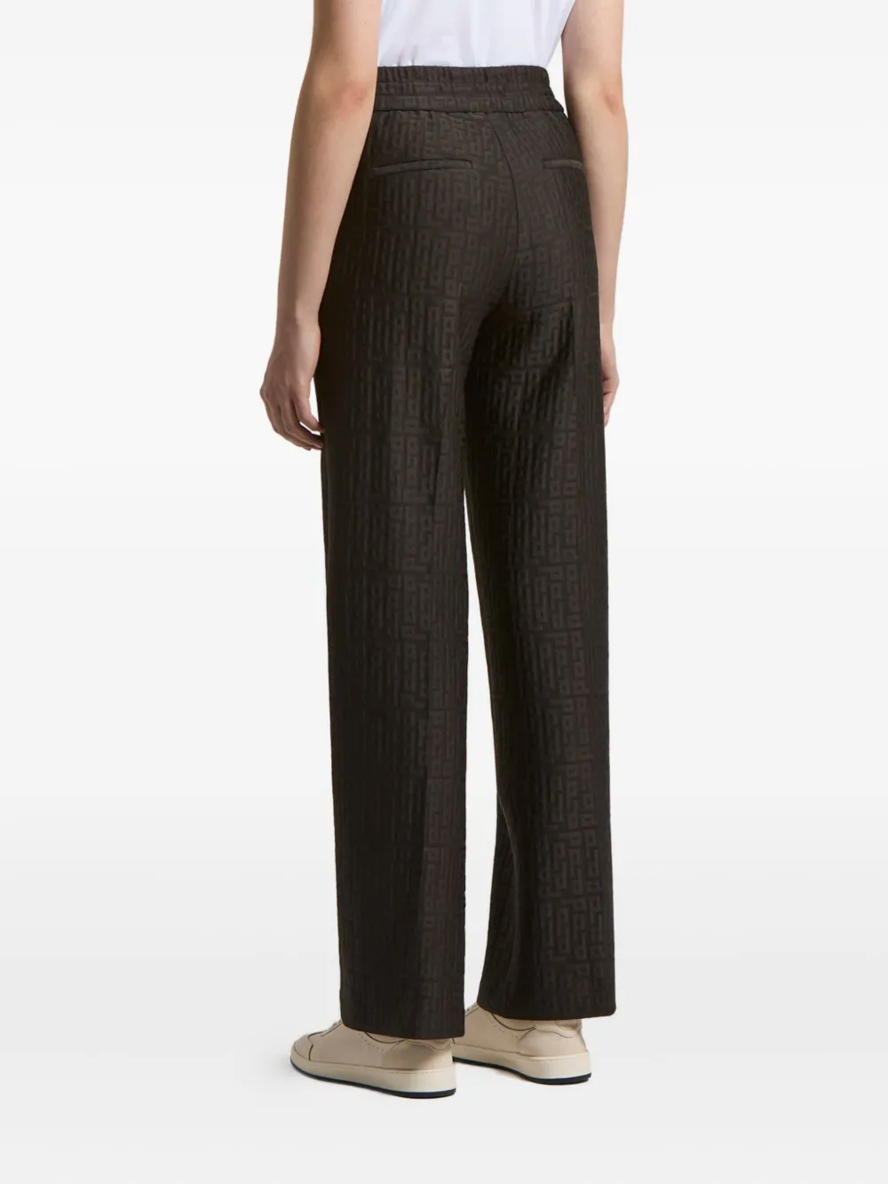 Peserico Geometric-pattern Trousers In Brown