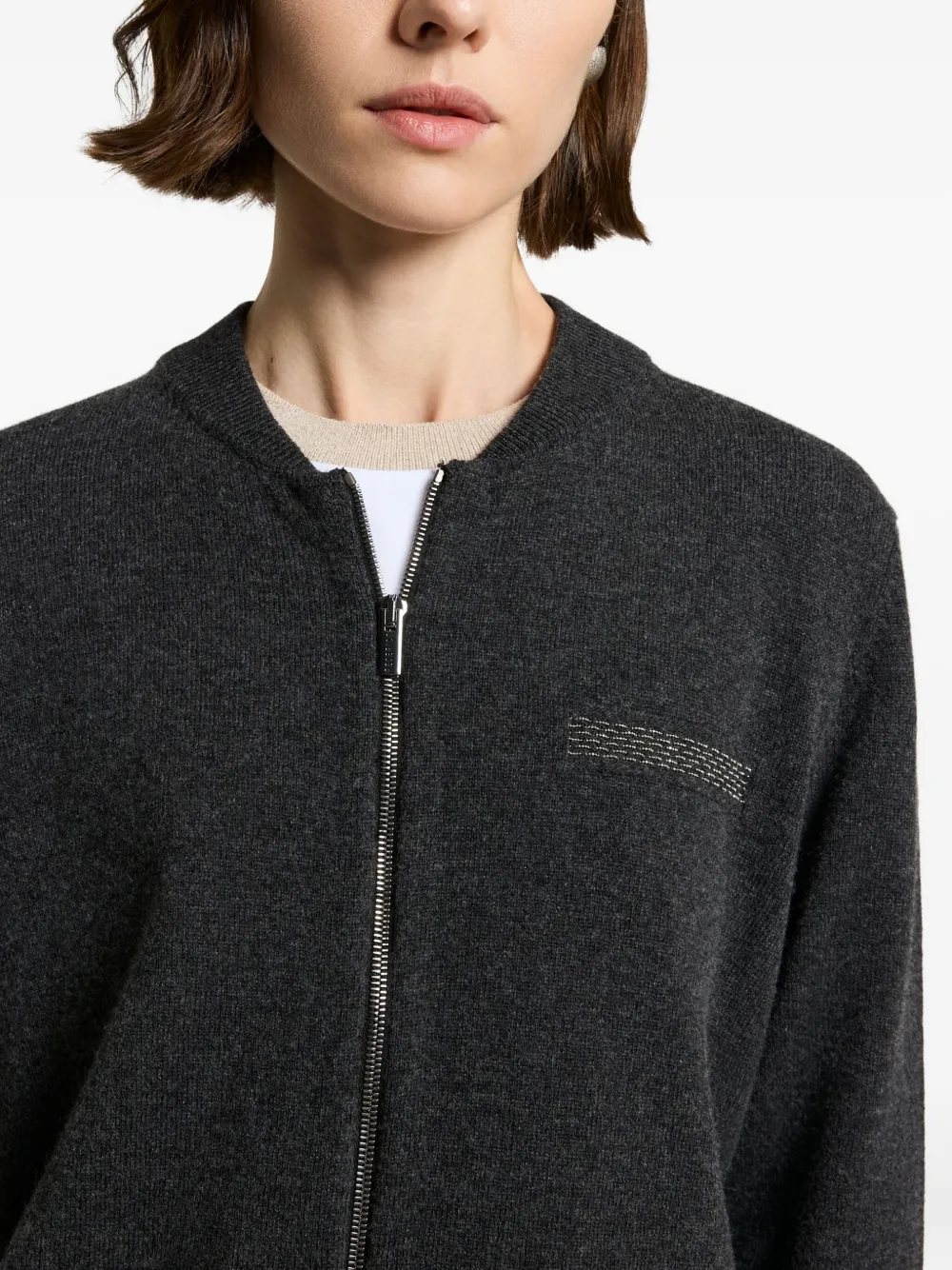 Peserico Vest met ritssluiting en verfraaid detail Grijs