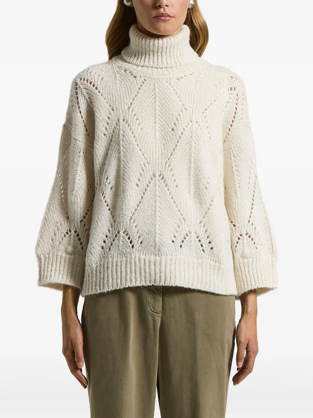 Peserico Roll-neck Sweater In White