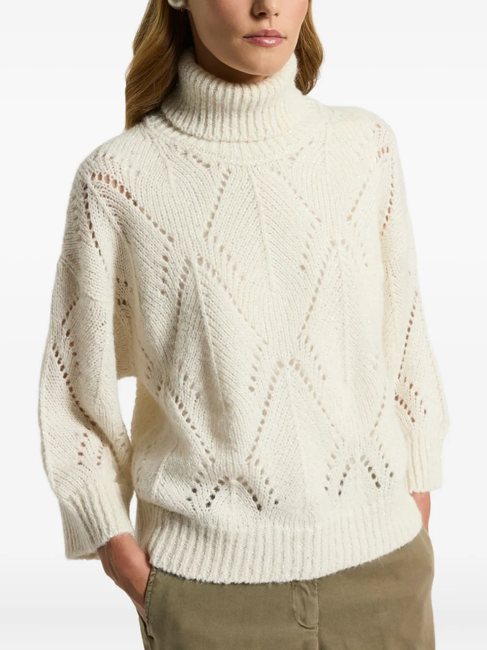 Peserico Roll-neck Sweater In White