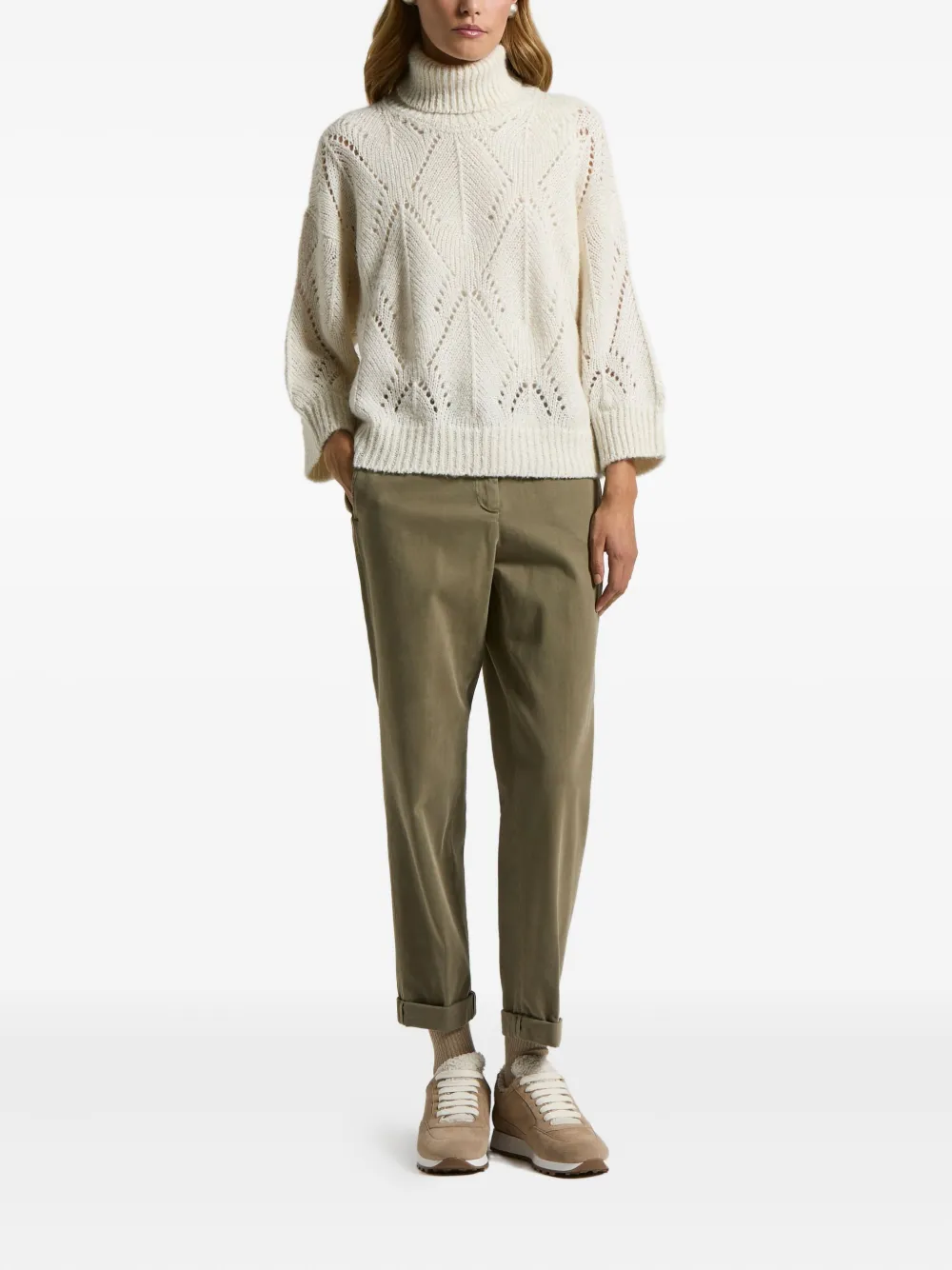 Peserico Roll-neck Sweater In White
