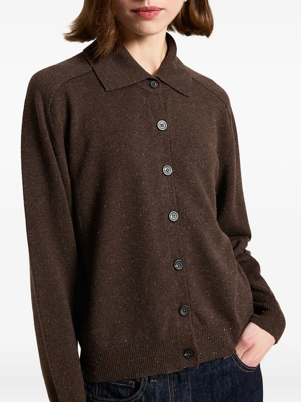 Peserico Gebreid vest met knopen en kraag Bruin