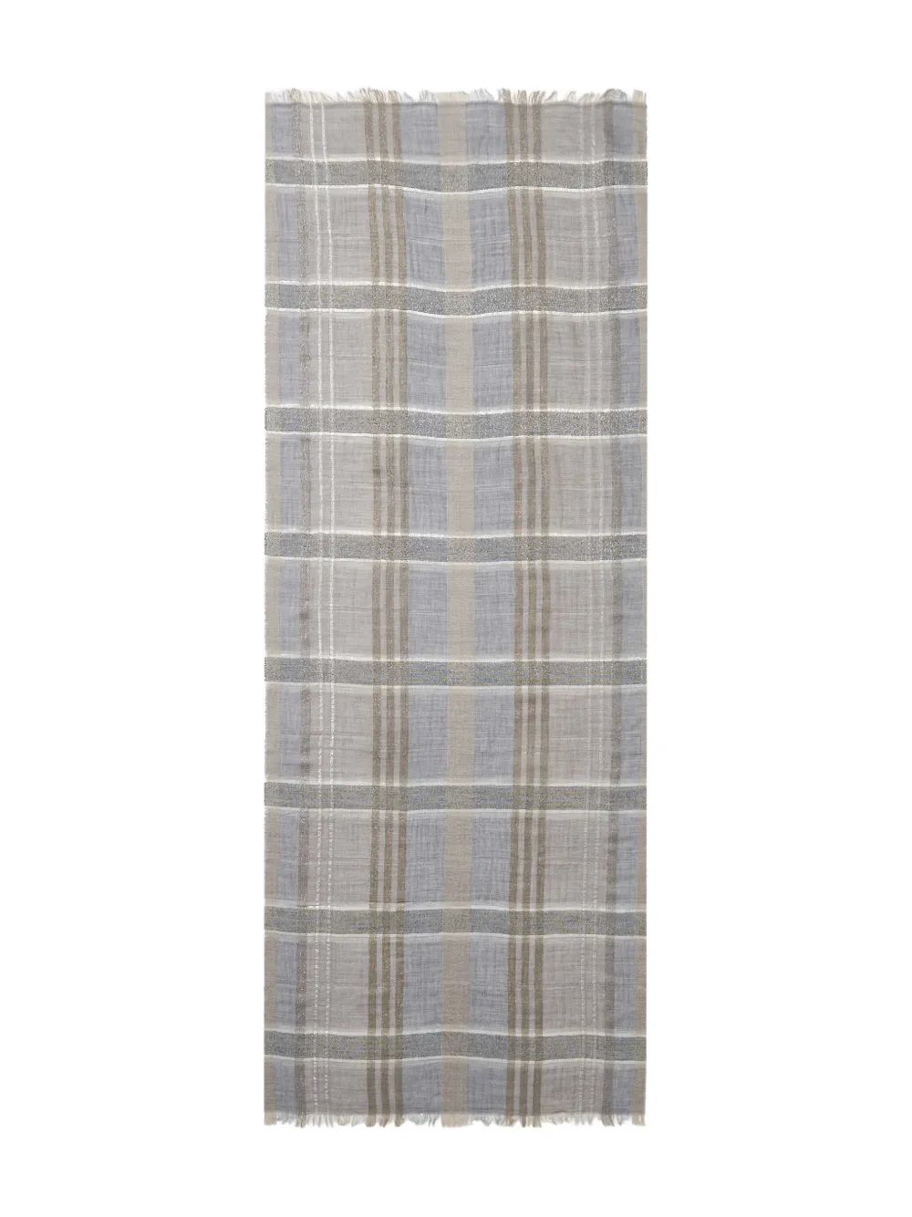 Peserico metallic-striped plaid scarf | Grey | Image 1