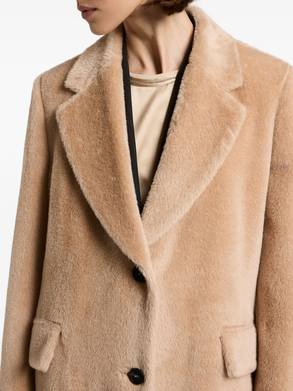 Peserico Jas met knoopsluiting en zak Beige