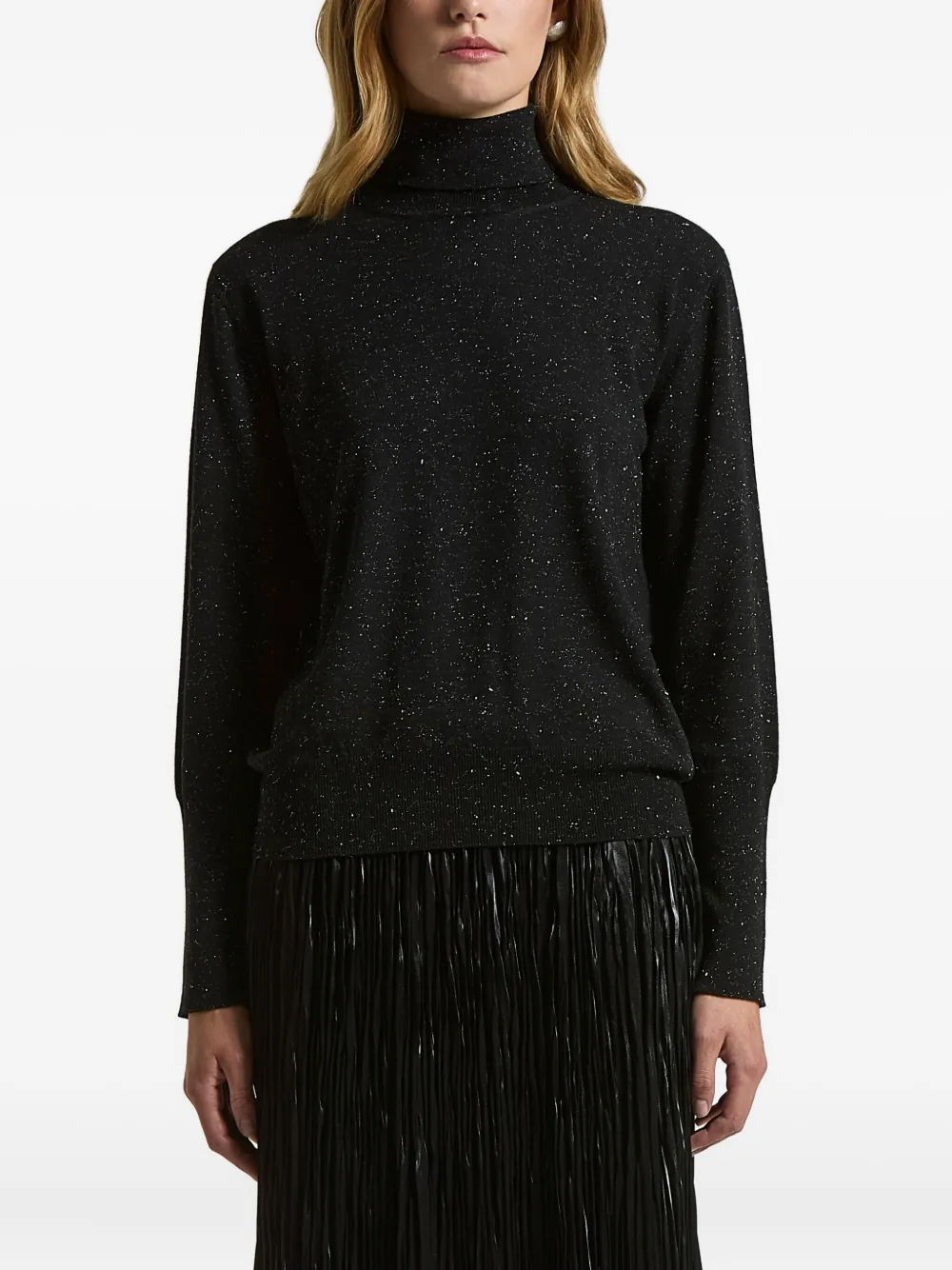Peserico lurex-detail roll-neck jumper - ブラック Peserico lurex-detail roll-neck jumper - ブラック