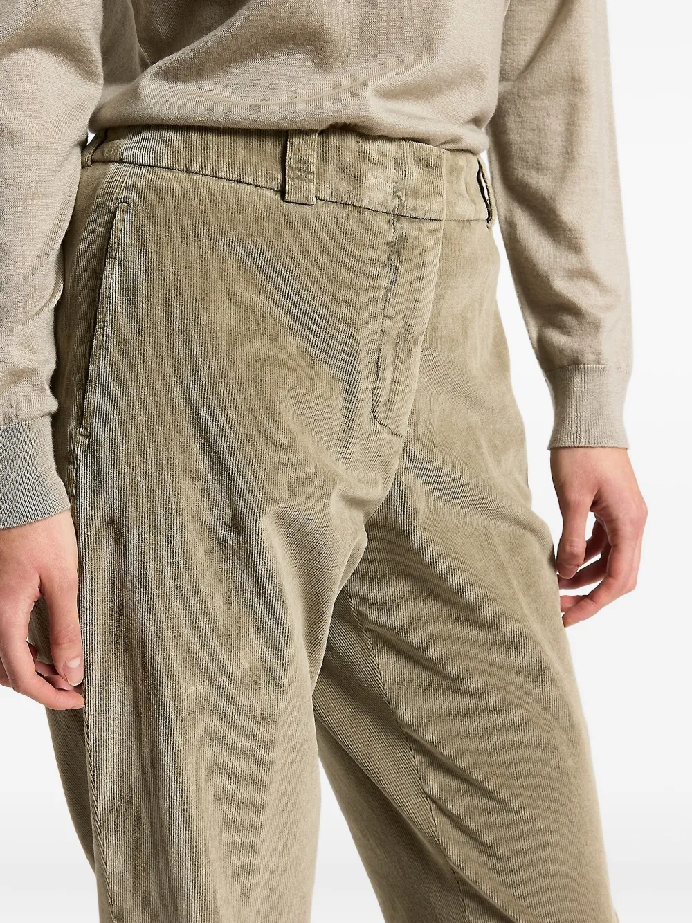 Peserico Broek met ribfluwelen textuur en omgeslagen pijpen Groen