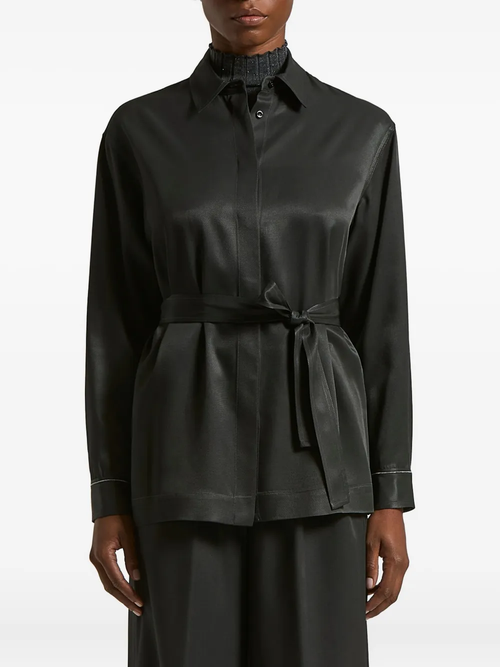 Peserico Belted Shirt In Black