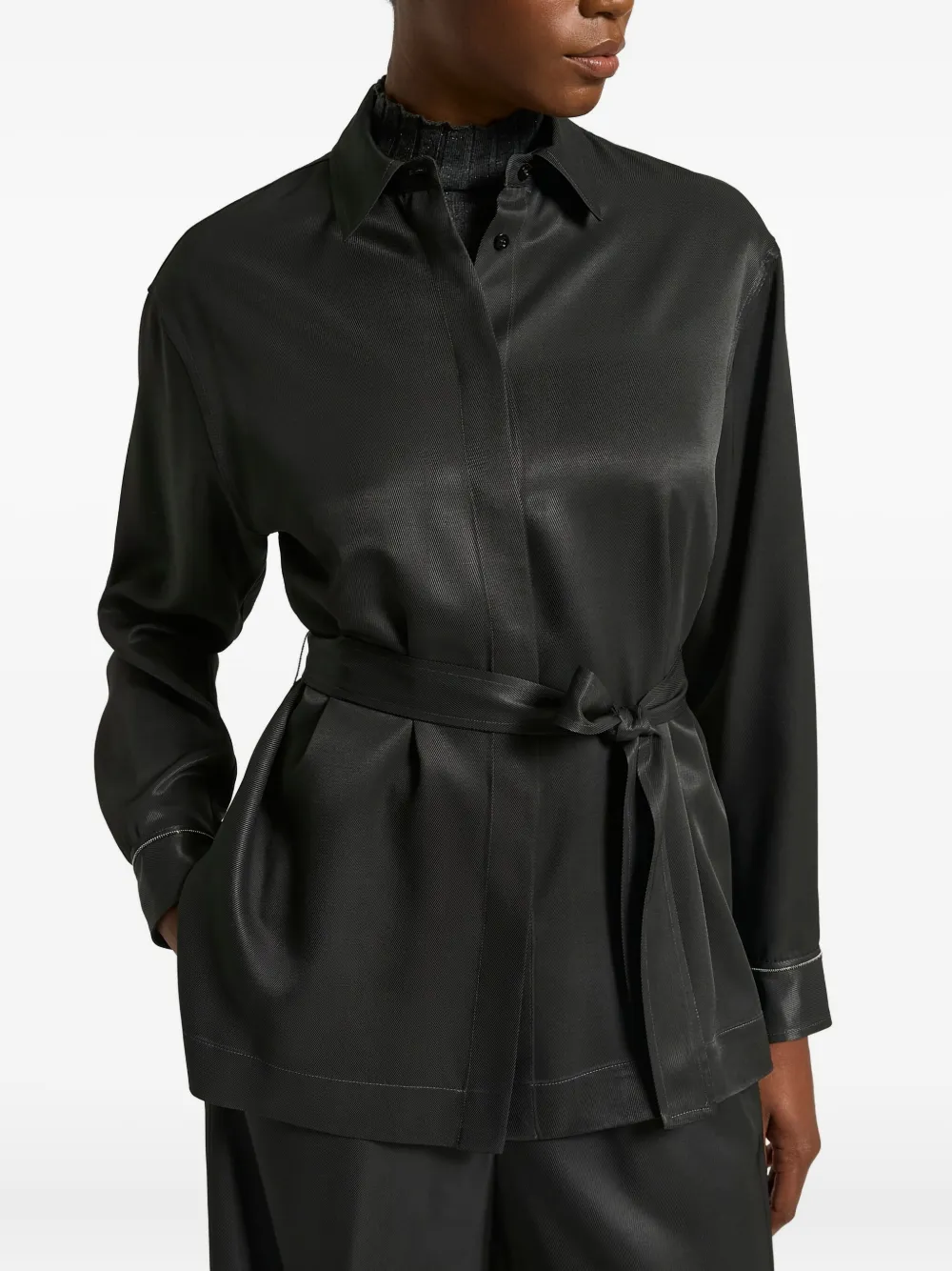 Peserico Belted Shirt In Black