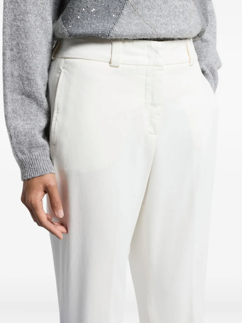 Peserico Broek met omgeslagen pijpen Wit