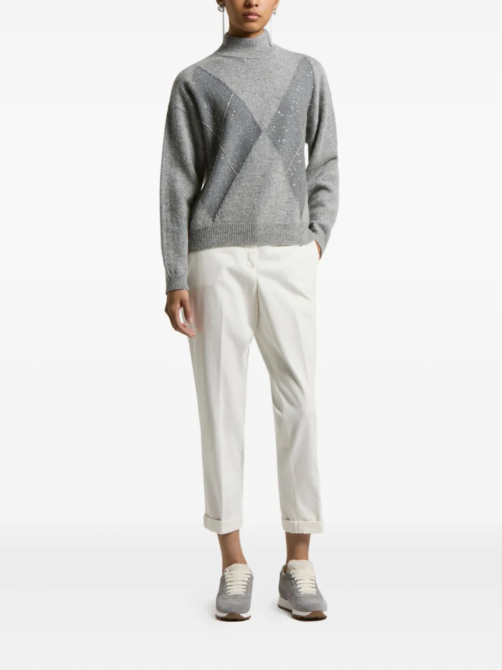 Peserico cuffed-hem trousers - Wit