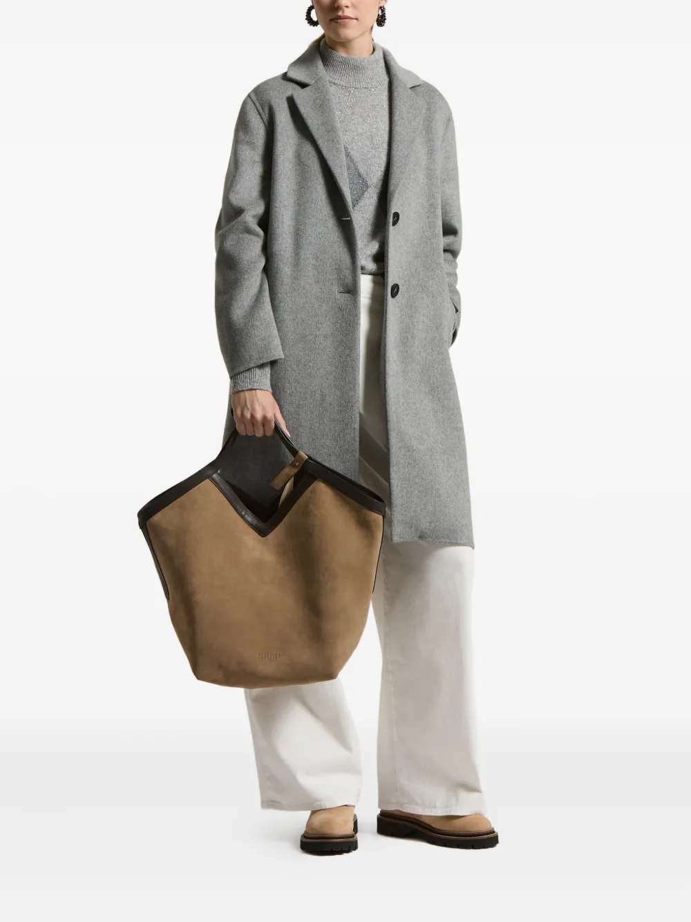 Peserico Notch Lapel Coat In Gray