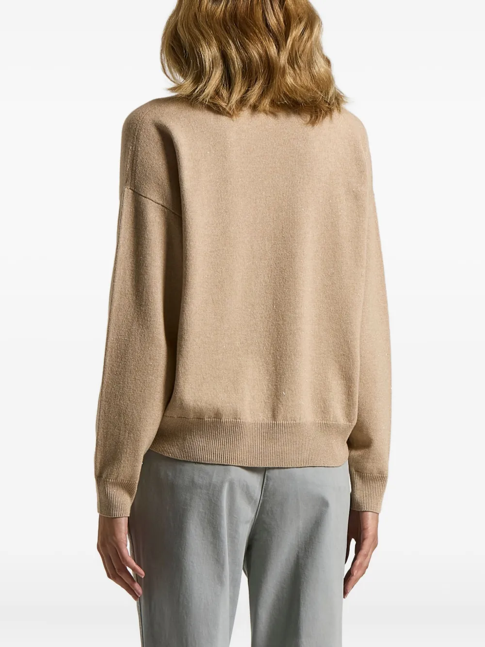 Peserico High-neck Pocket Sweater In Brown