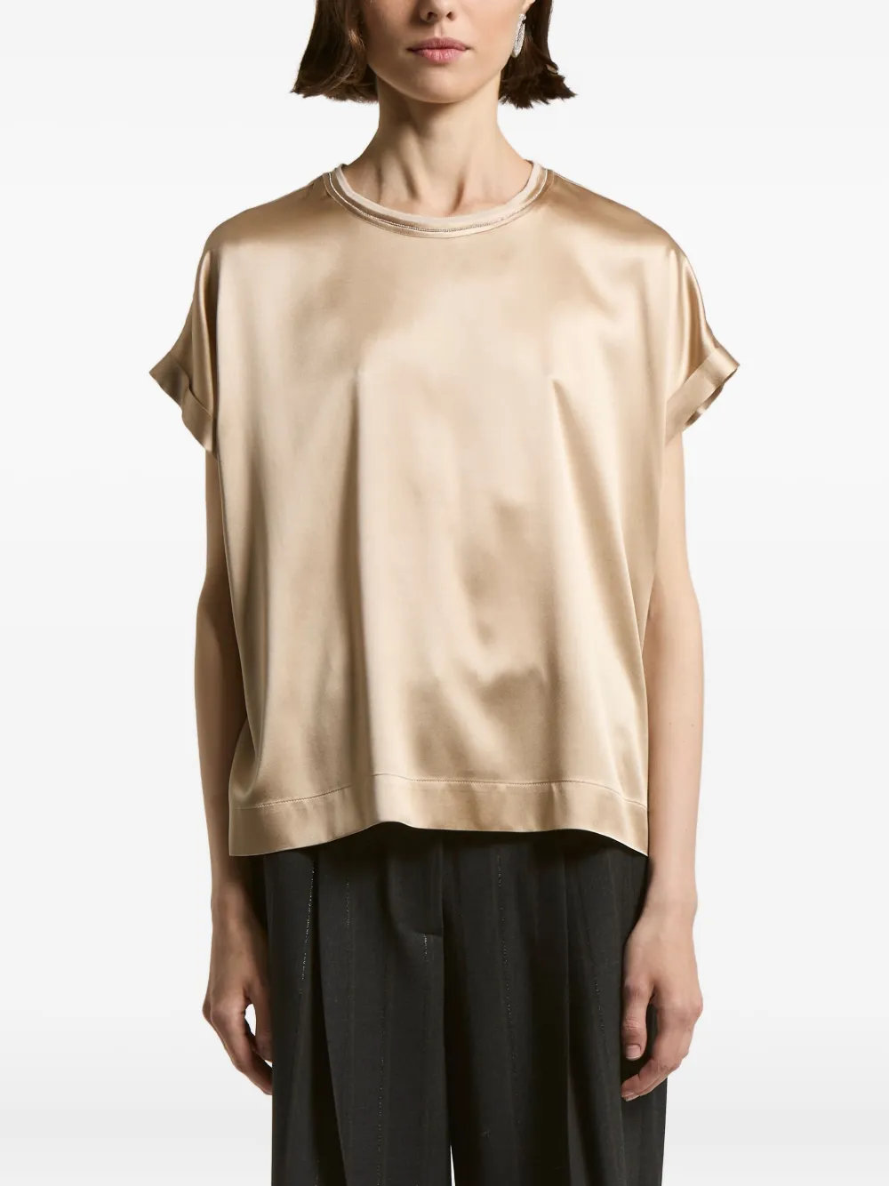 Peserico silk-blend short-sleeve top | Neutrals | Image 1