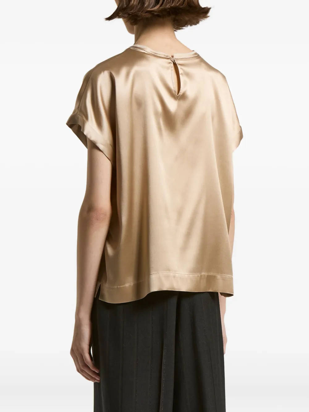 Peserico Top met korte mouwen van zijde-blend Beige