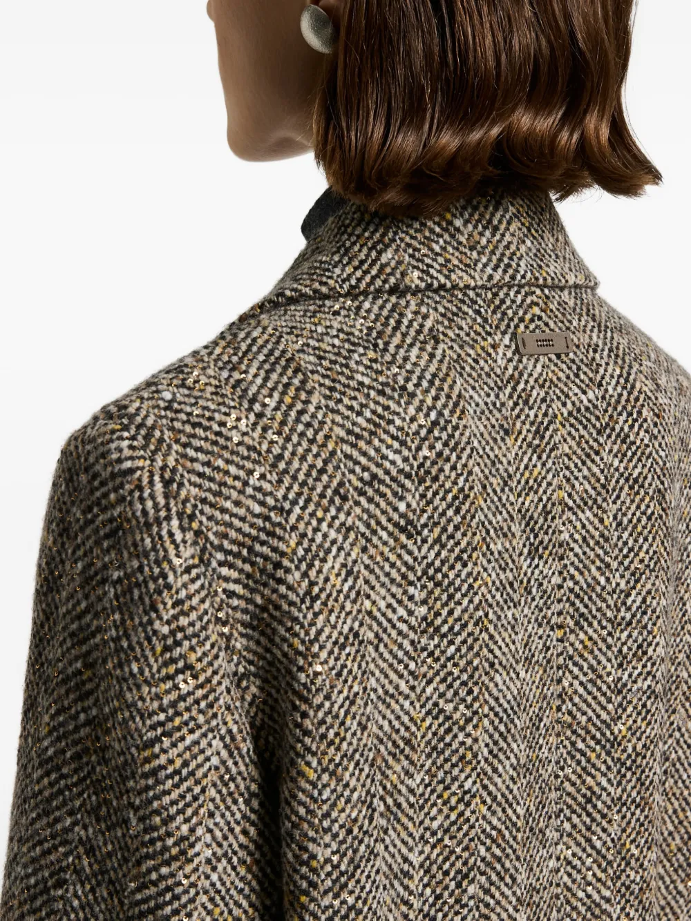 Peserico Tweed jas met visgraatpatroon Bruin