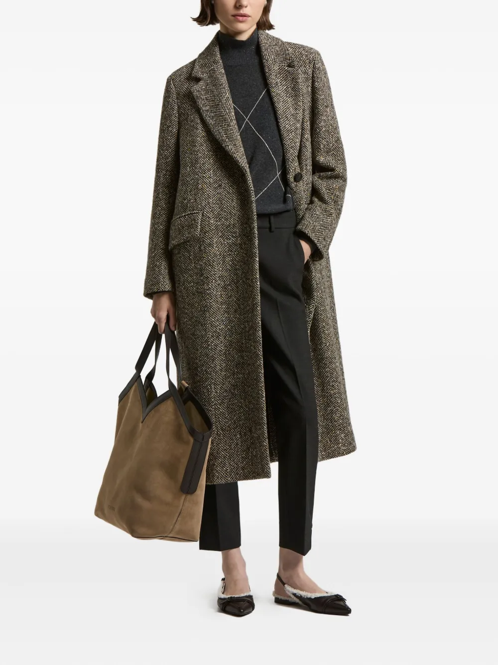 Peserico herringbone tweed coat | Single Breasted Coats | Image 2