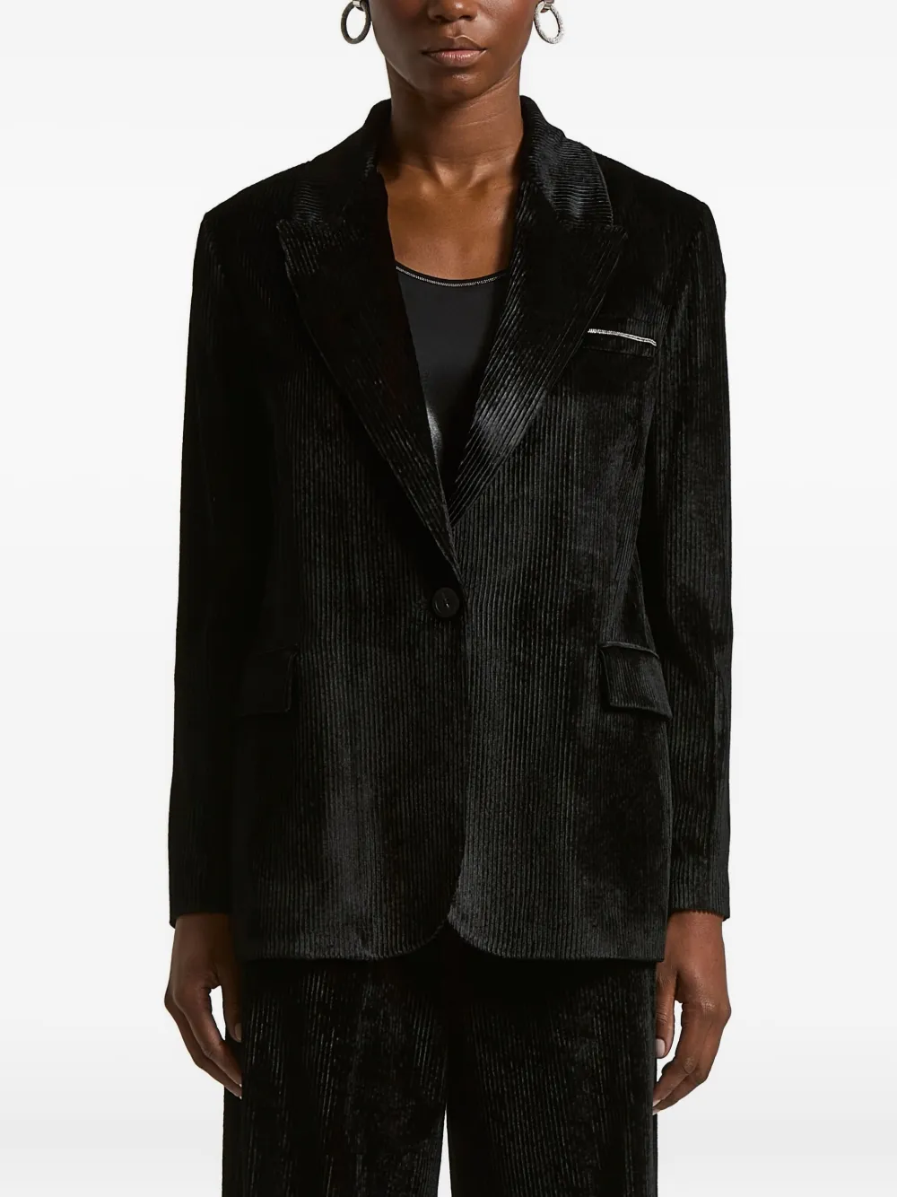 Peserico Corduroy Single-breasted Blazer In Black
