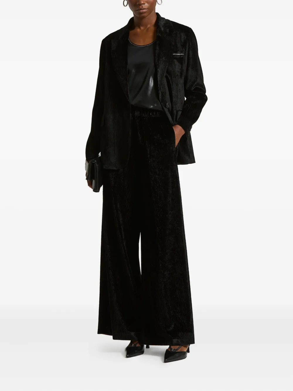 Peserico Corduroy Single-breasted Blazer In Black