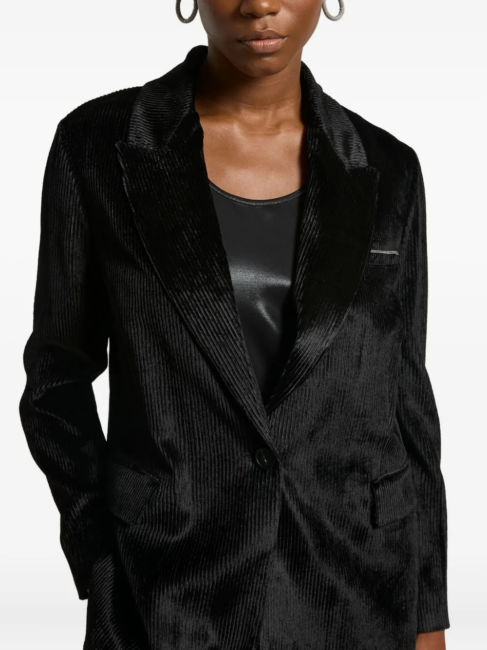 Peserico Corduroy Single-breasted Blazer In Black