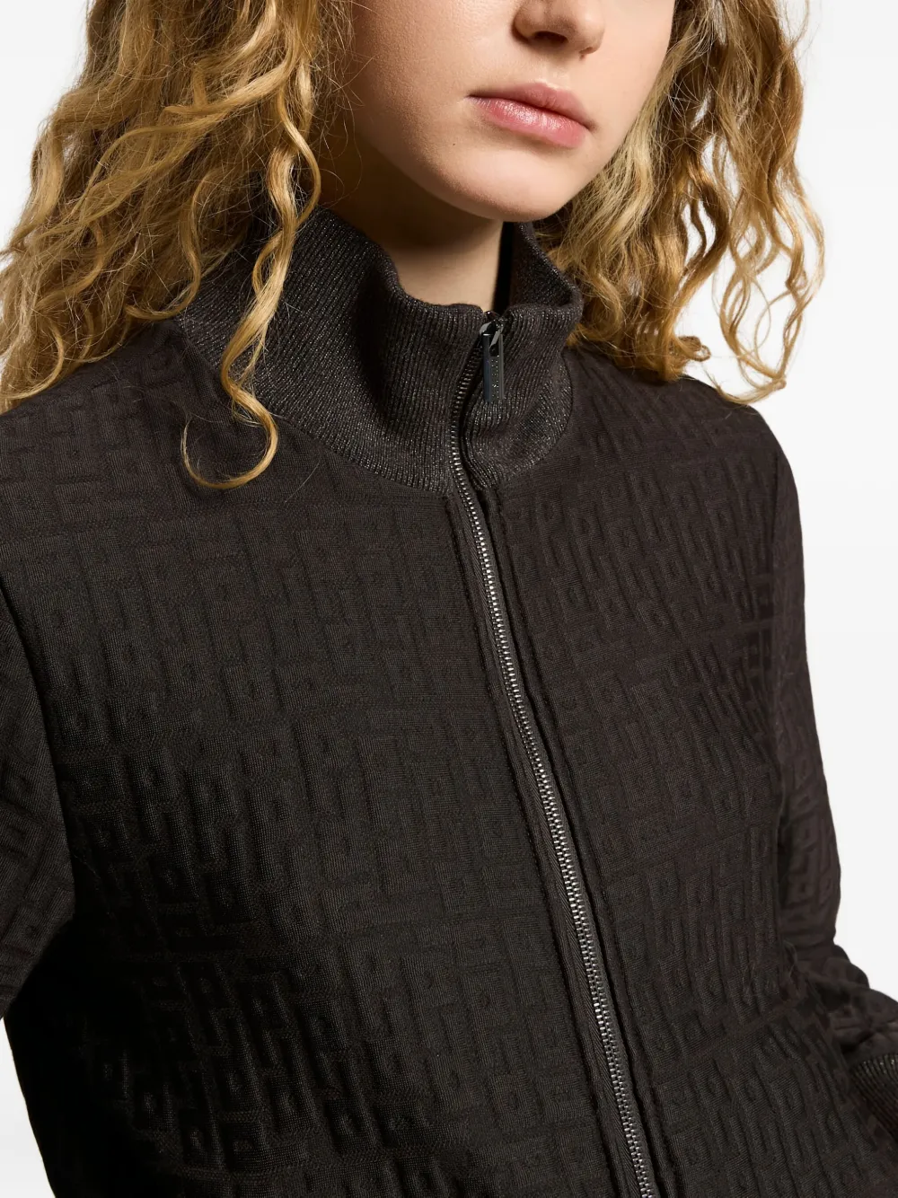 Peserico Sweater met logopatroon en rits Bruin