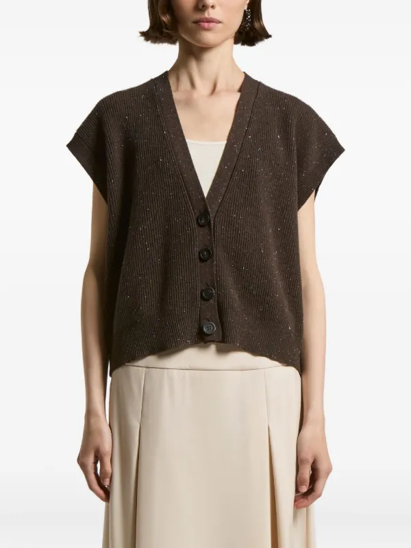 Peserico speckled-effect short-sleeves Cardigan FARFETCH NZ