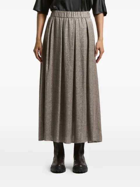 Peserico pleated metallic-check skirt