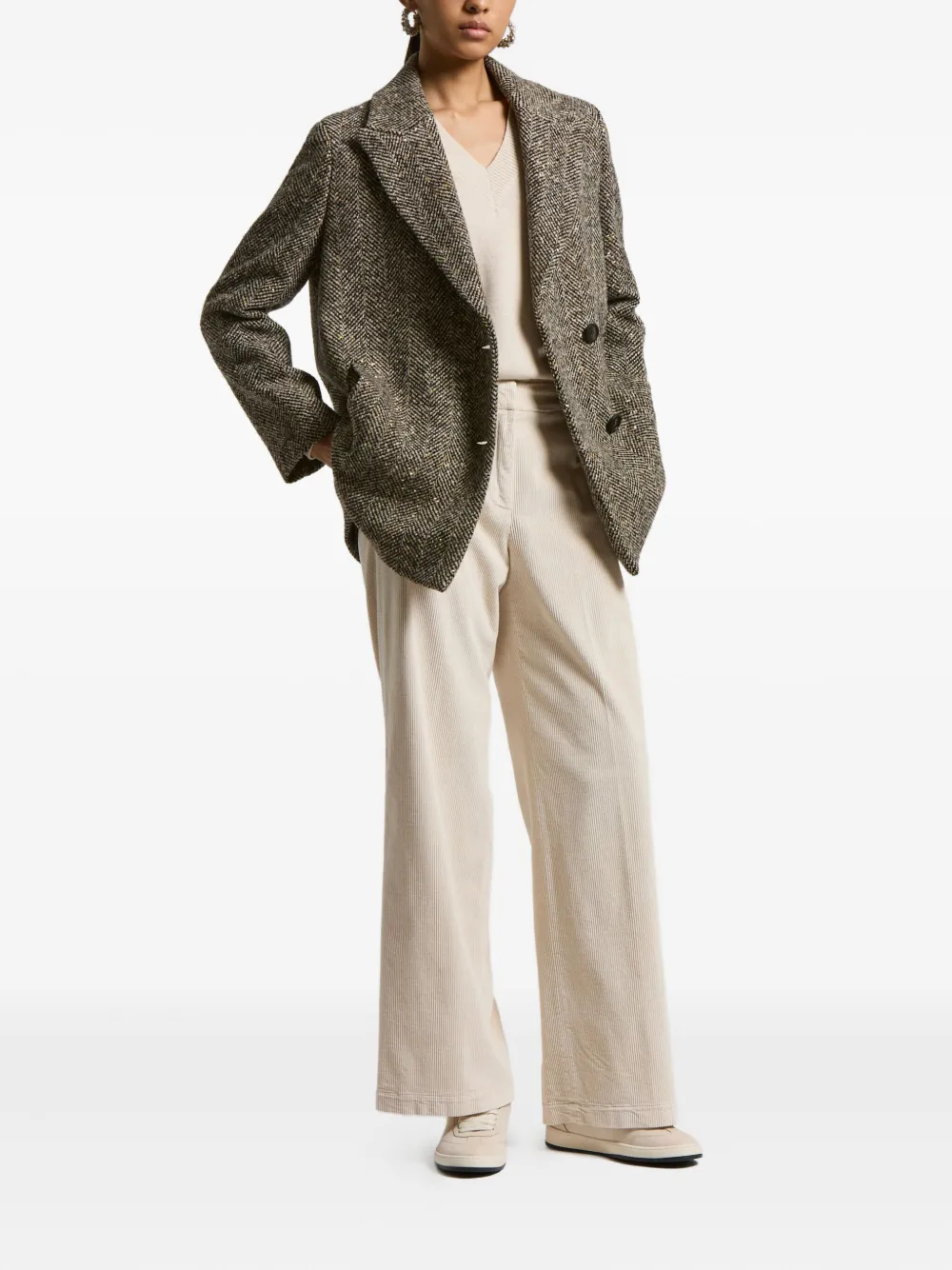 Peserico Ribfluwelen broek - Beige