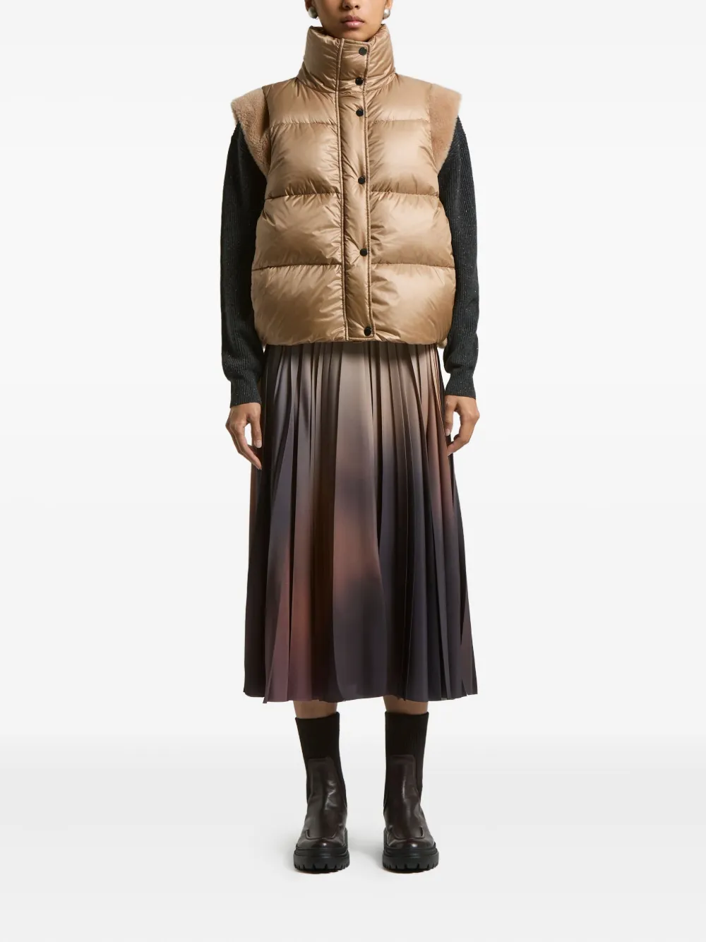 Peserico quilted shearling-trimmed gilet | Waistcoats & Gilets | Image 2