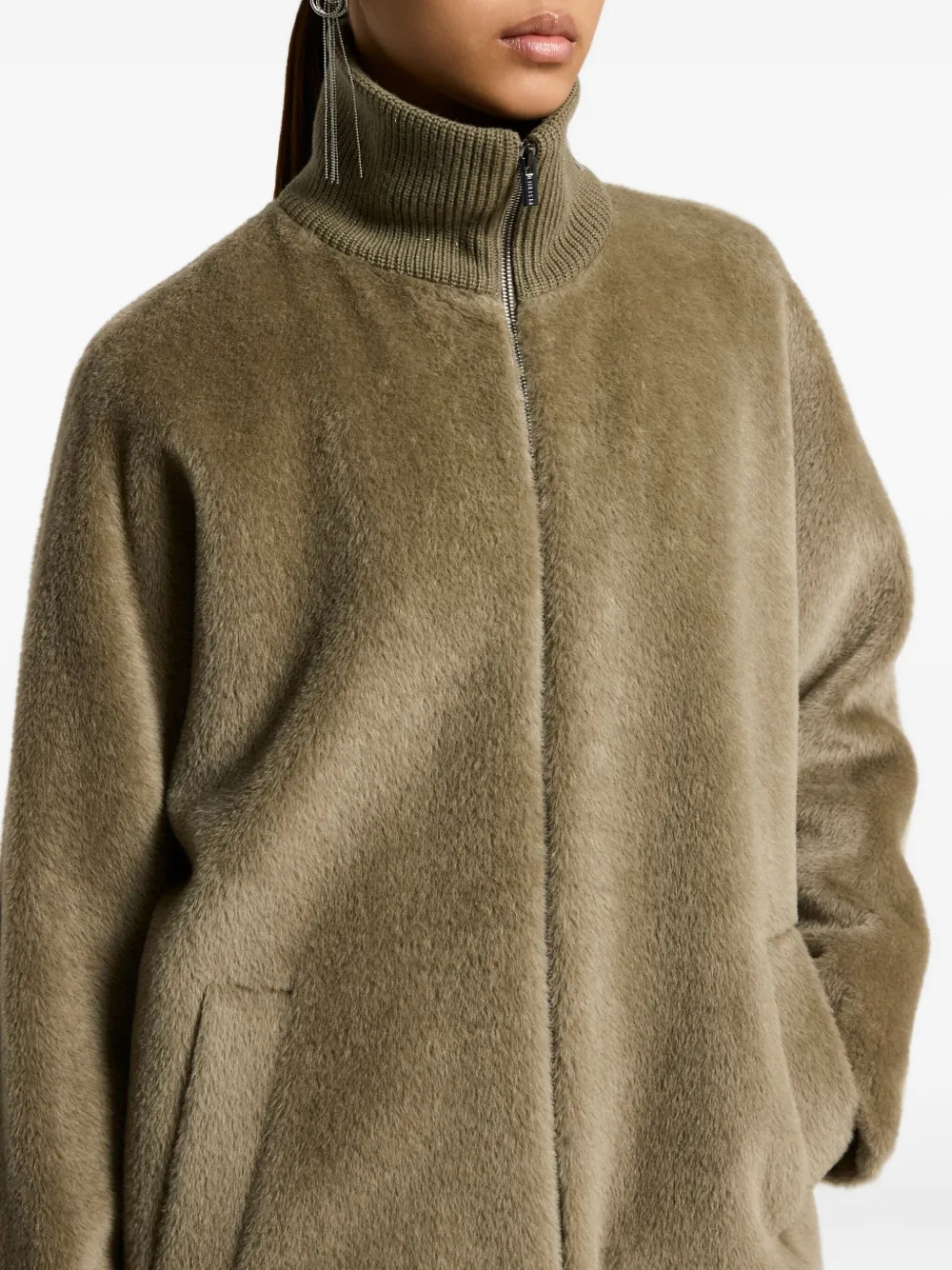 Peserico Jas met hoge hals en rits Groen