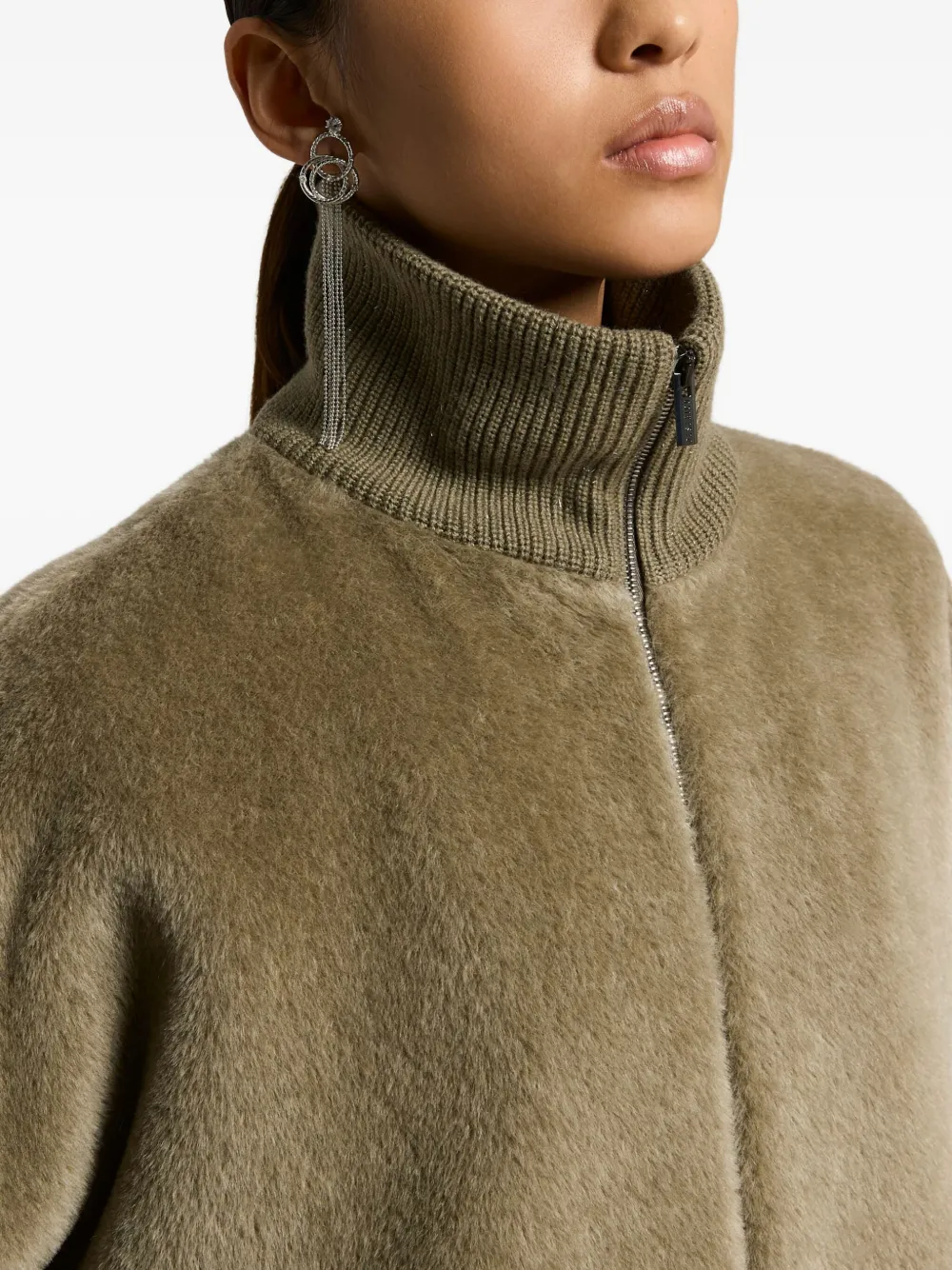 Peserico Jas met hoge hals en rits Groen