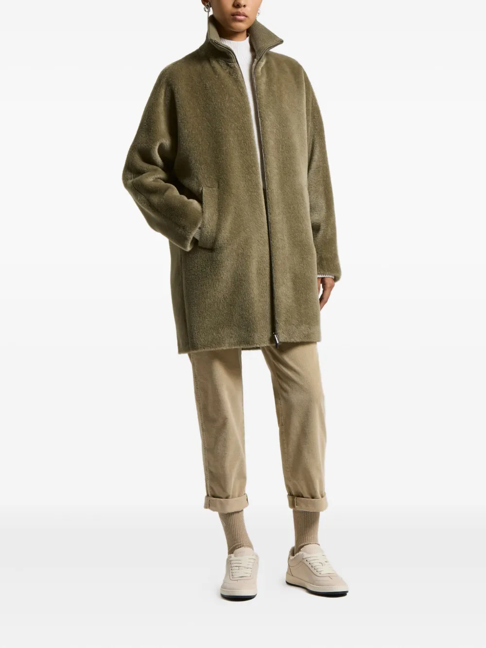 Peserico high-neck zip-front coat | Faux Fur & Shearling Coats | Image 2