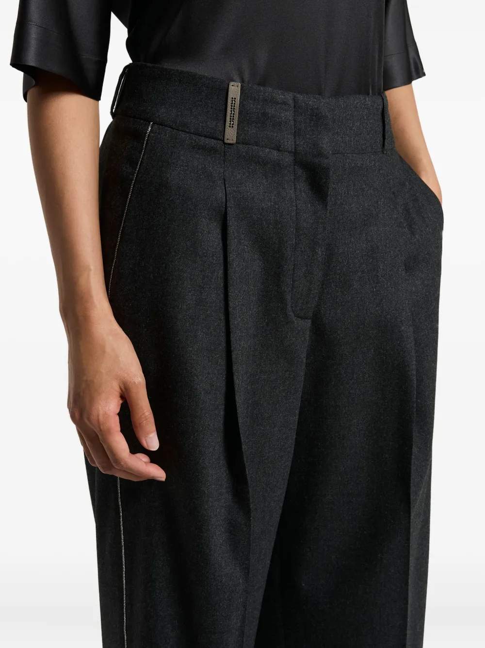 Peserico Broek met kettingdetail Zwart