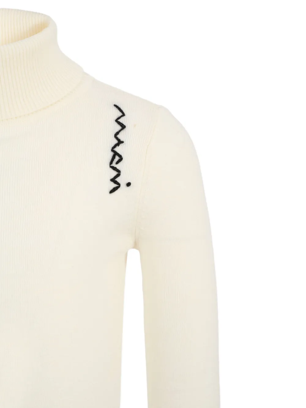 Marni Kids Top met col zigzag-patroon en borduuwerk Beige