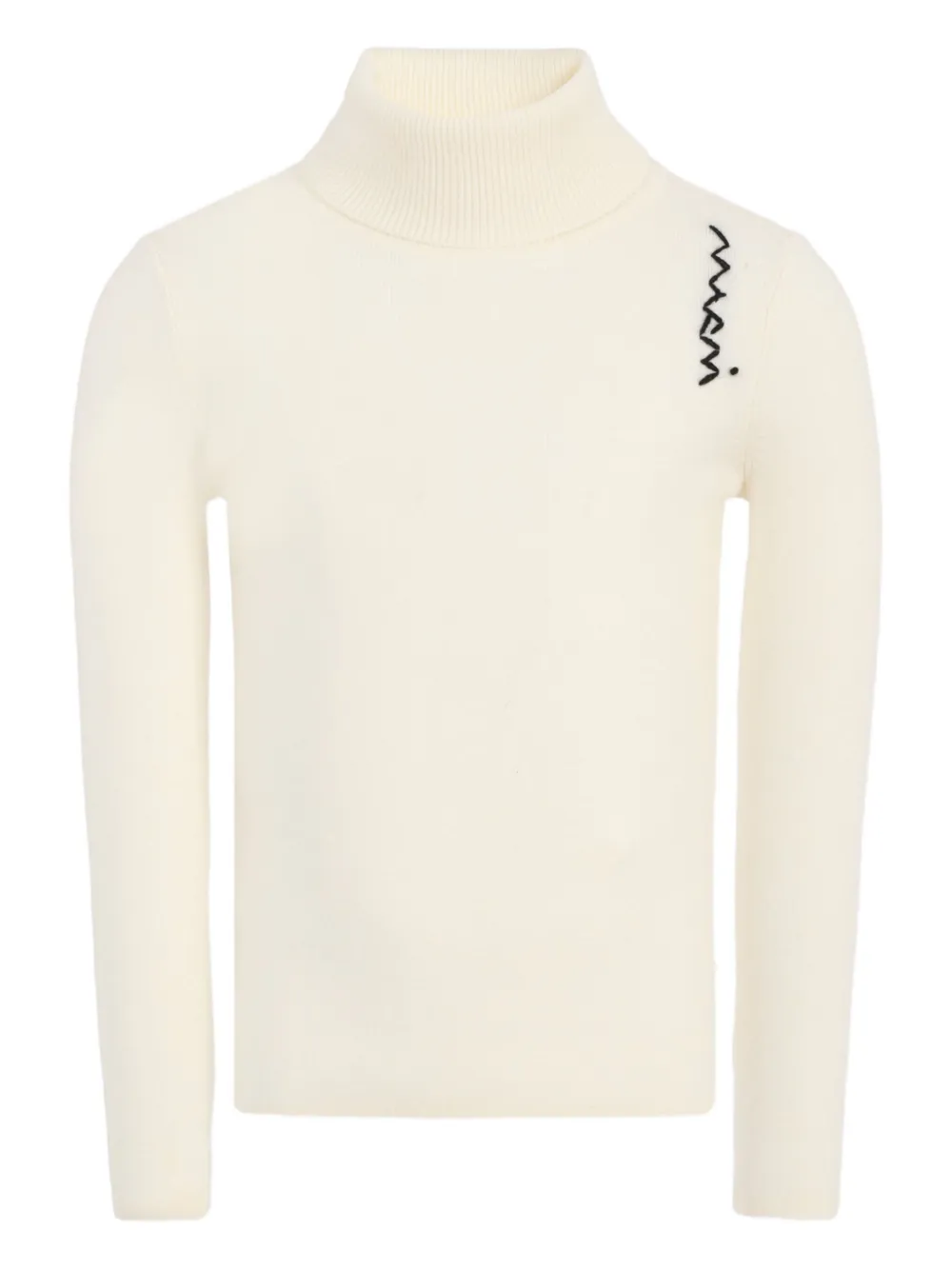Marni Kids Top met col zigzag-patroon en borduuwerk Beige