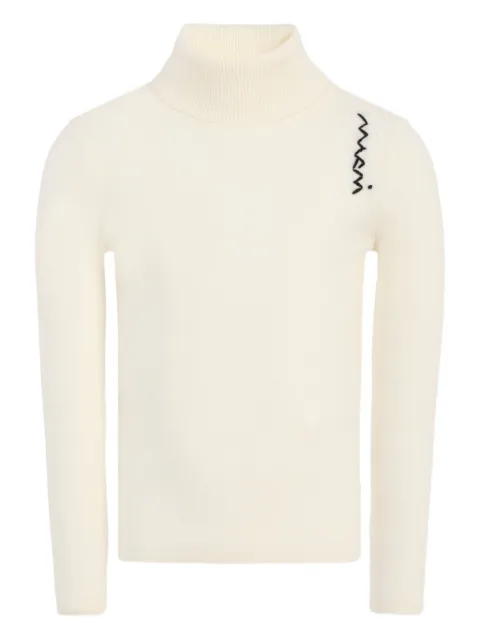 Marni Kids zig-zag embroidered turtleneck top