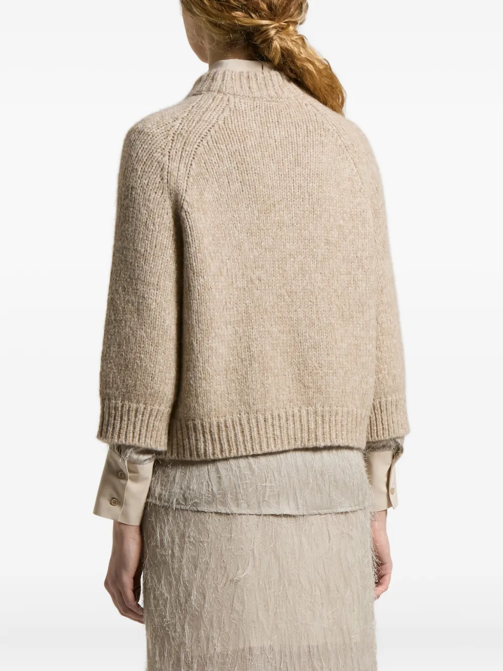 Peserico Diamond-pattern Sweater In Brown
