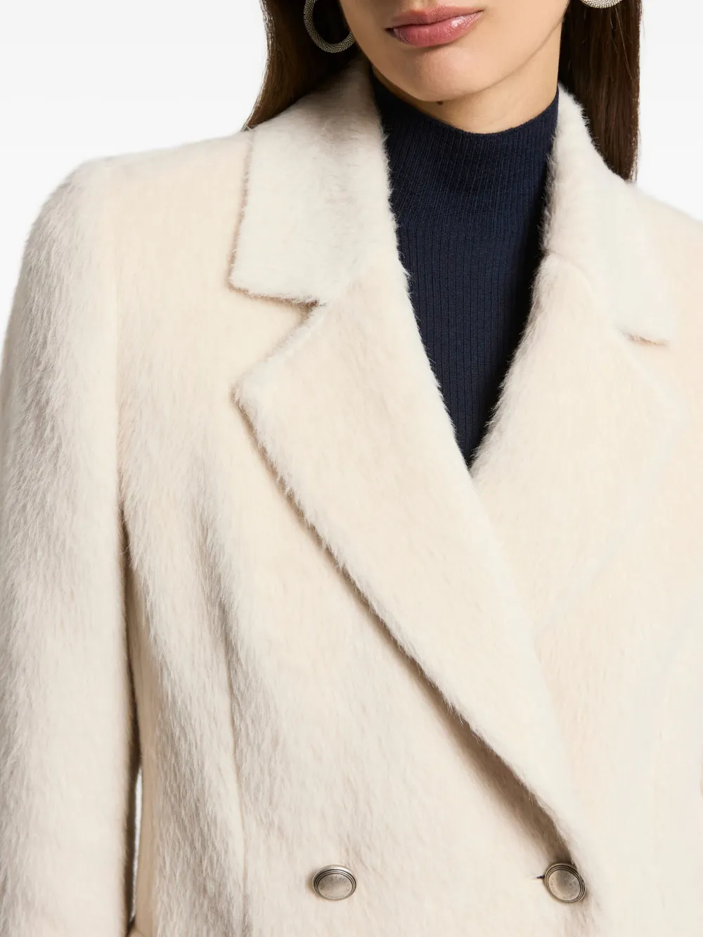 Peserico Double-breasted Coat In Neutral