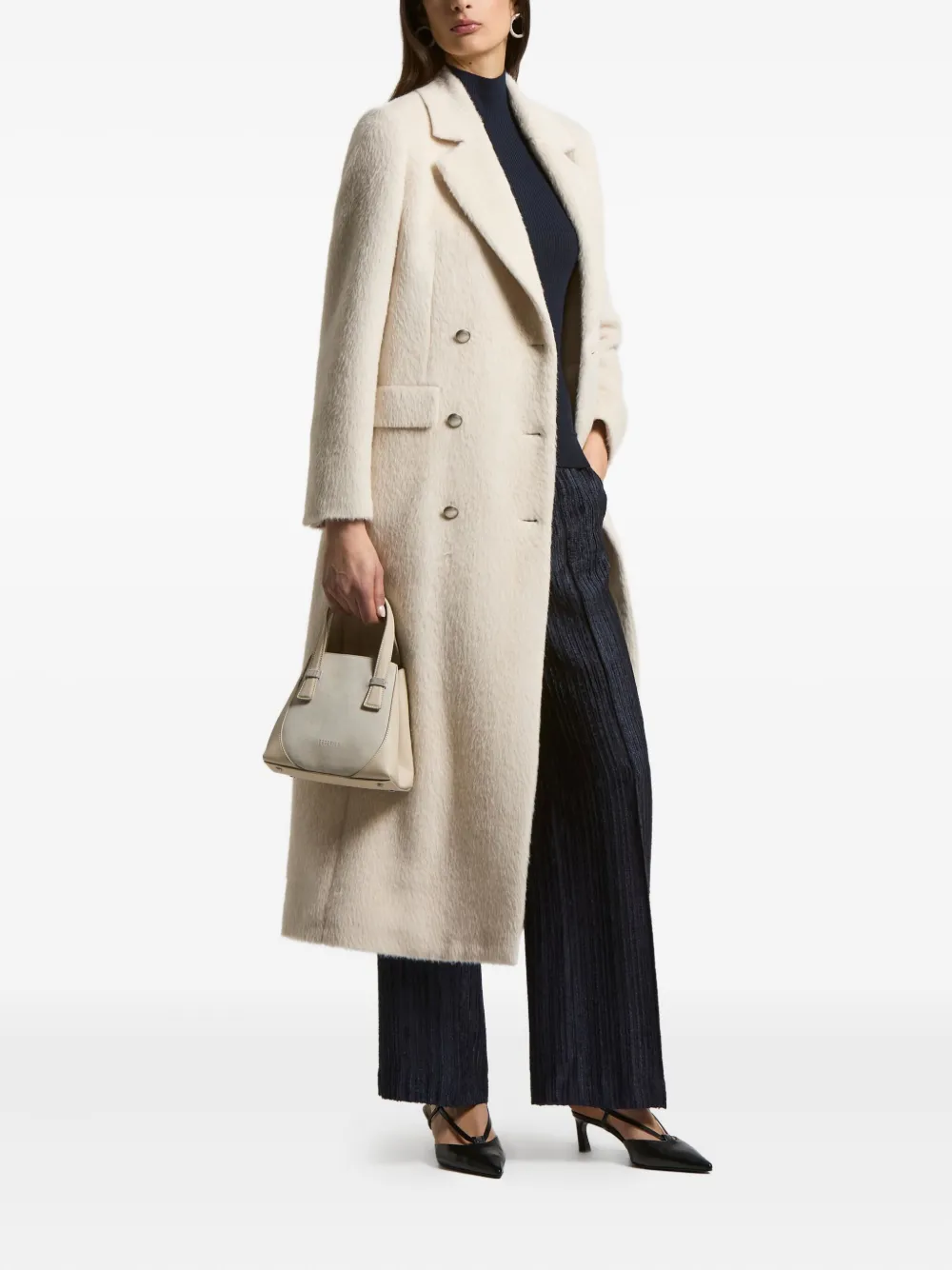 Peserico Double-breasted Coat In Neutral