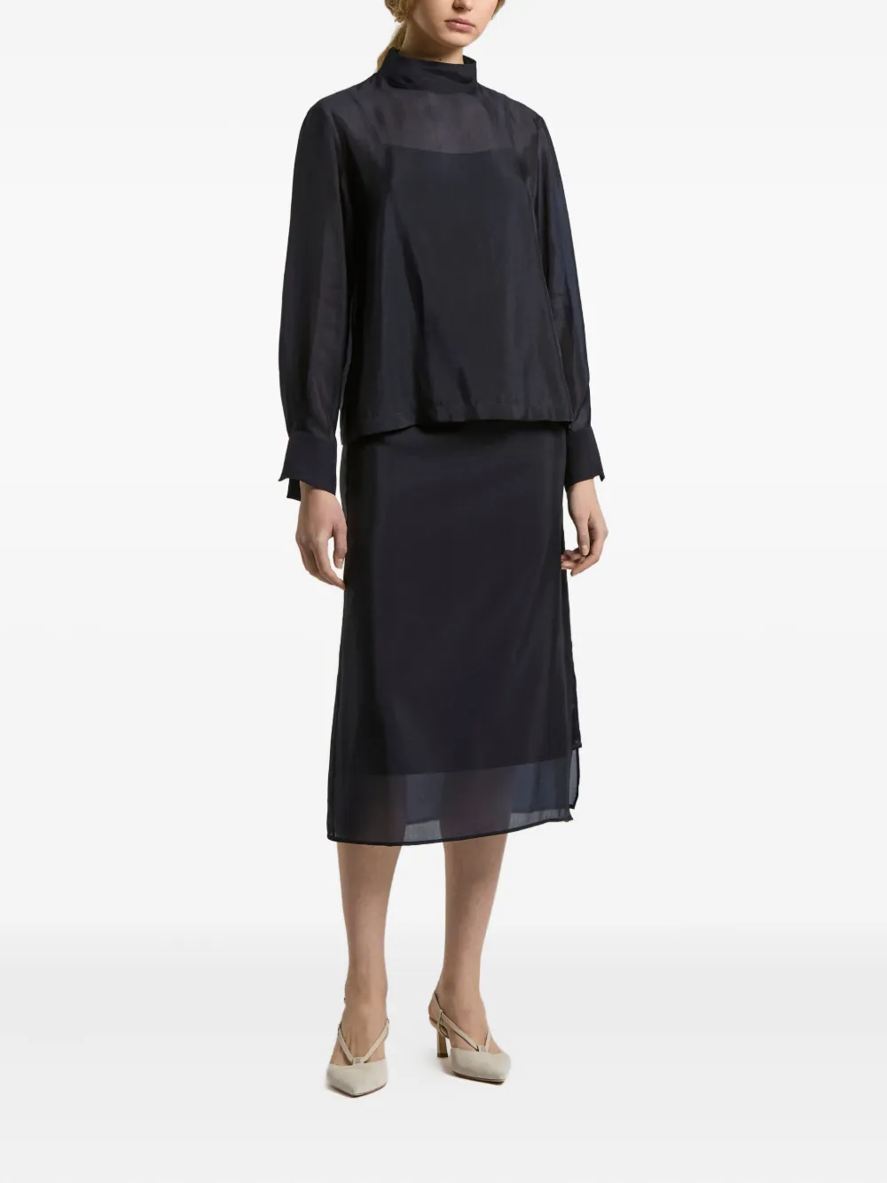 Peserico Midi-rok met zijden vlak - Blauw