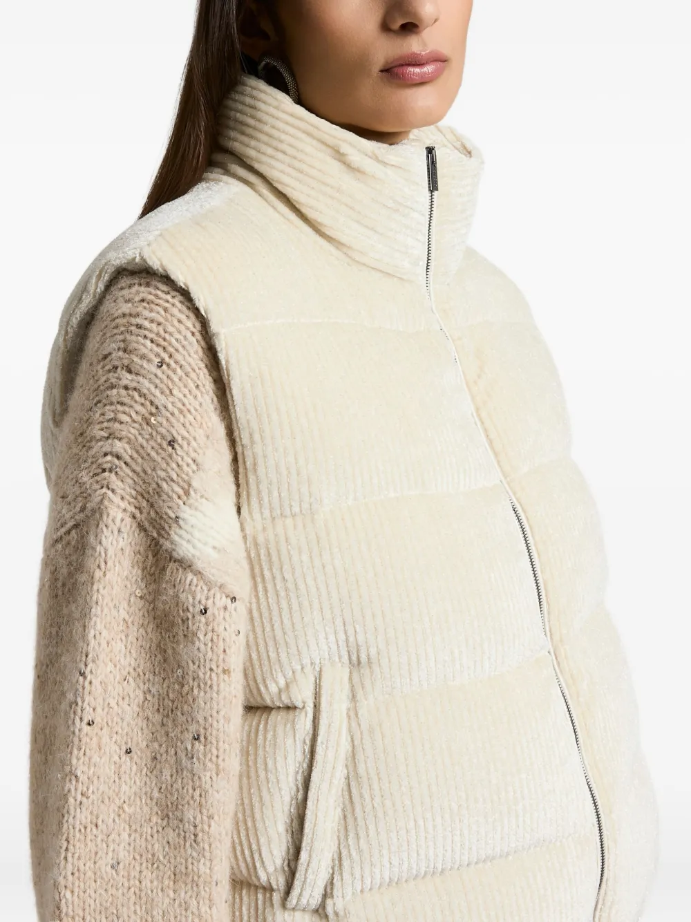 Peserico Ribfluwelen bodywarmer Beige