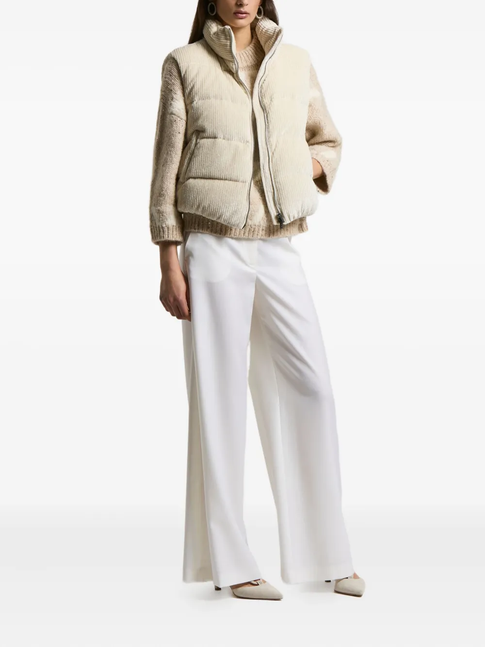 Peserico Ribfluwelen bodywarmer Beige