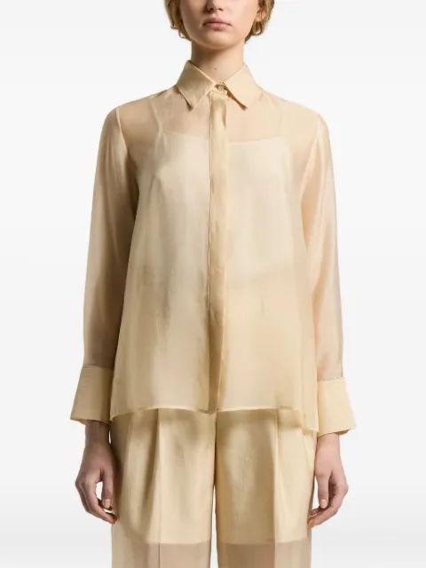 Peserico sheer-panel collared shirt
