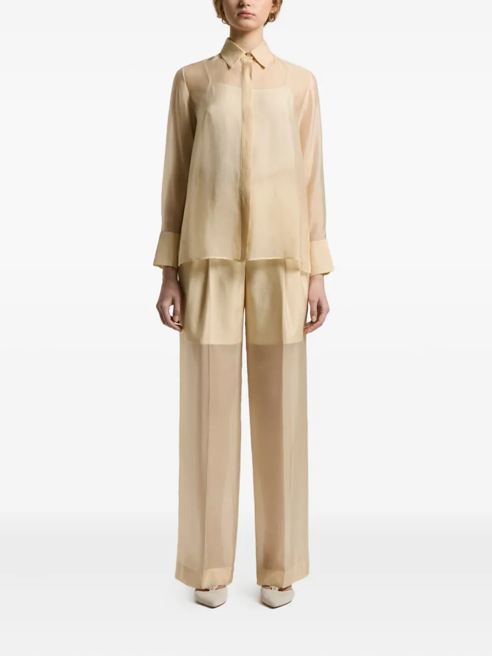 Peserico sheer-panel collared shirt | Shirts | Image 2