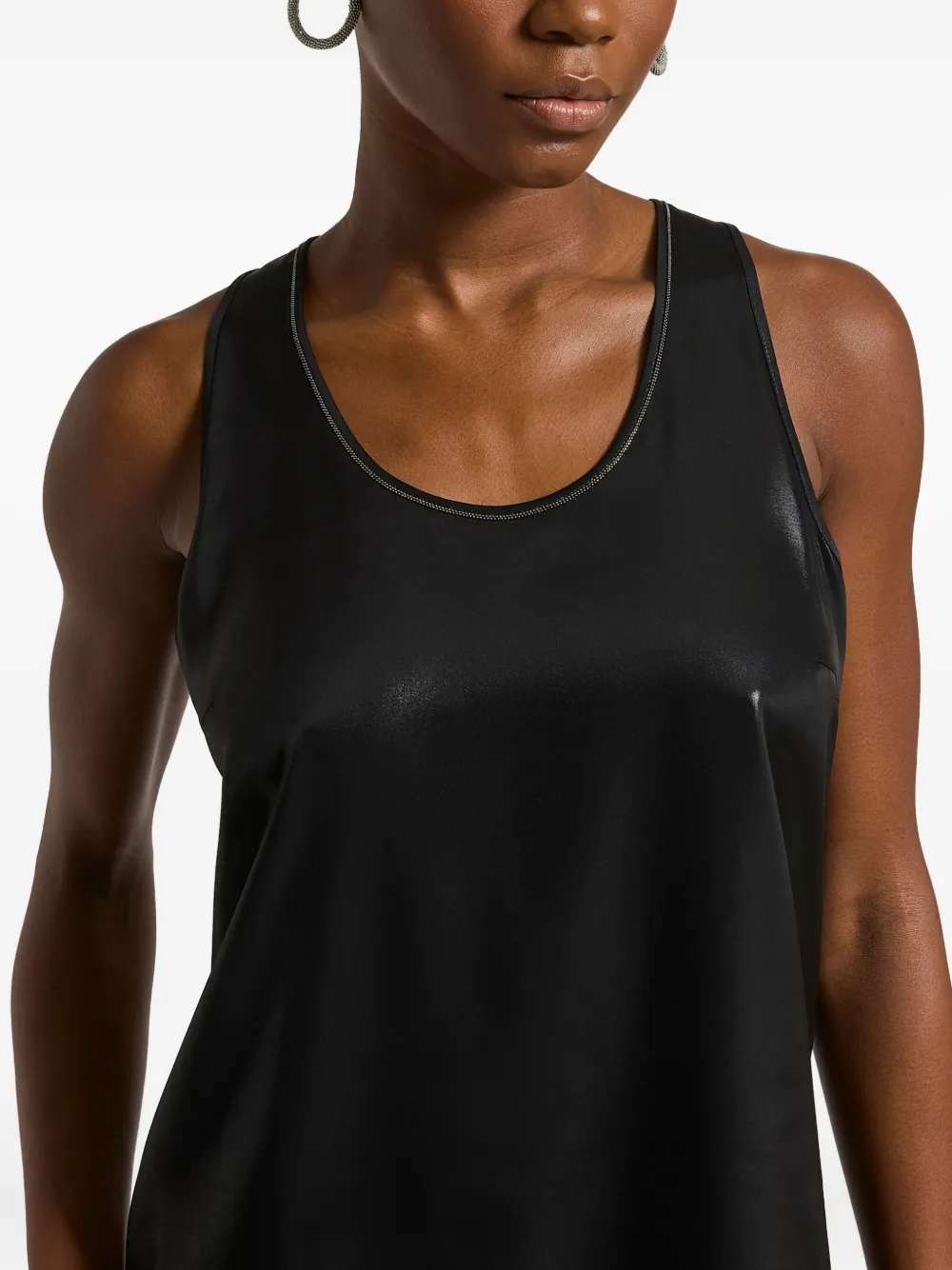 Peserico Top met U-hals en afwerking Zwart