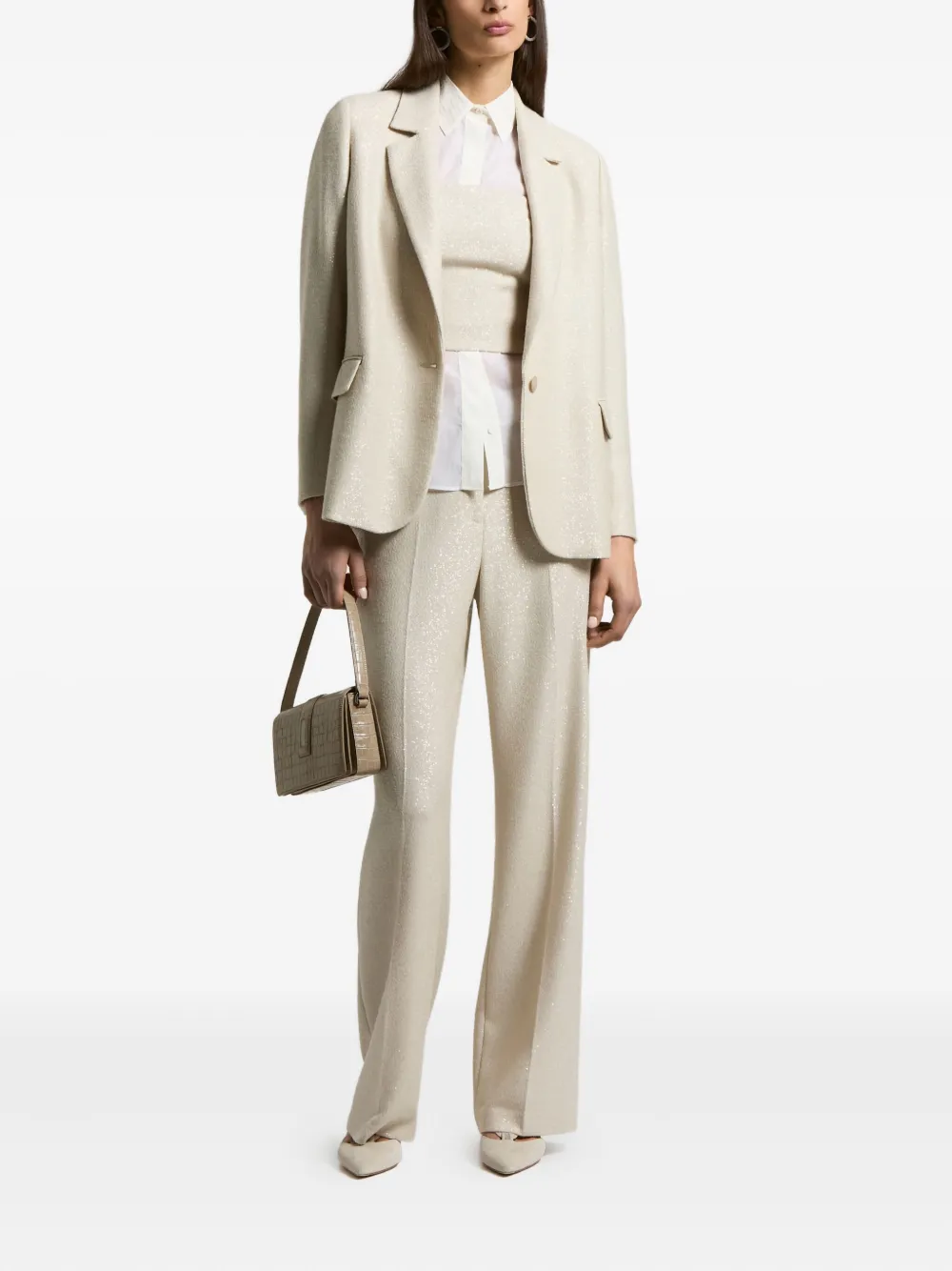 Peserico Broek met detail van pailletten - Beige