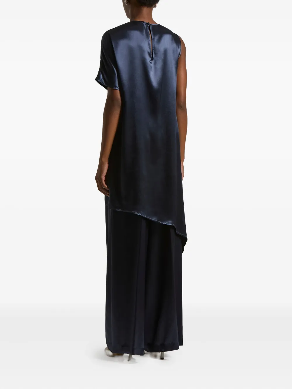 Peserico Asymmetric-sleeve Blouse In Blue