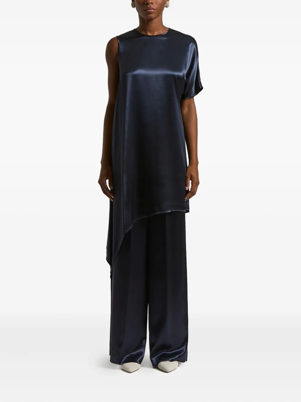 Peserico asymmetric-sleeve blouse - Blauw