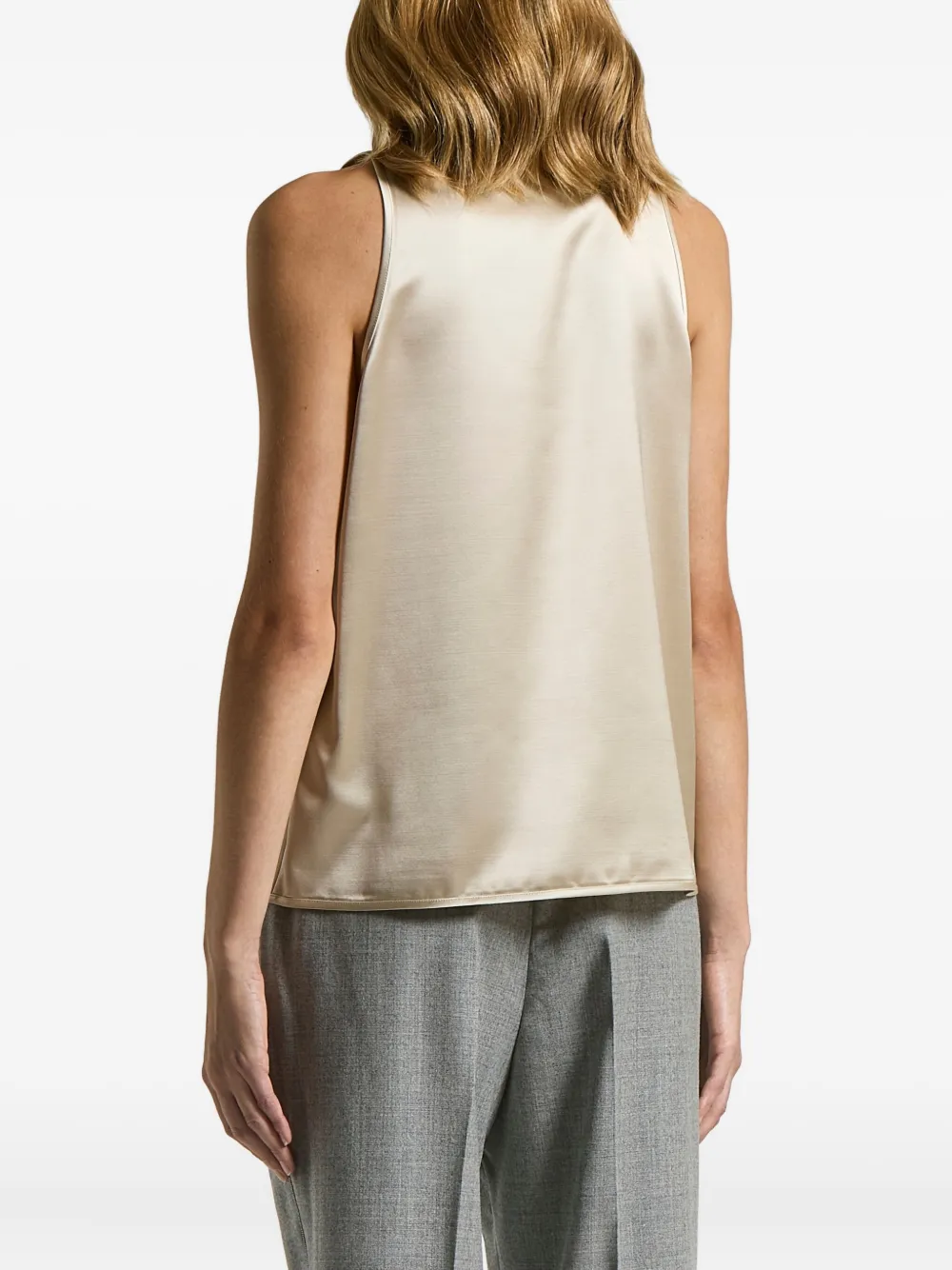Peserico Top met U-hals en afwerking Beige