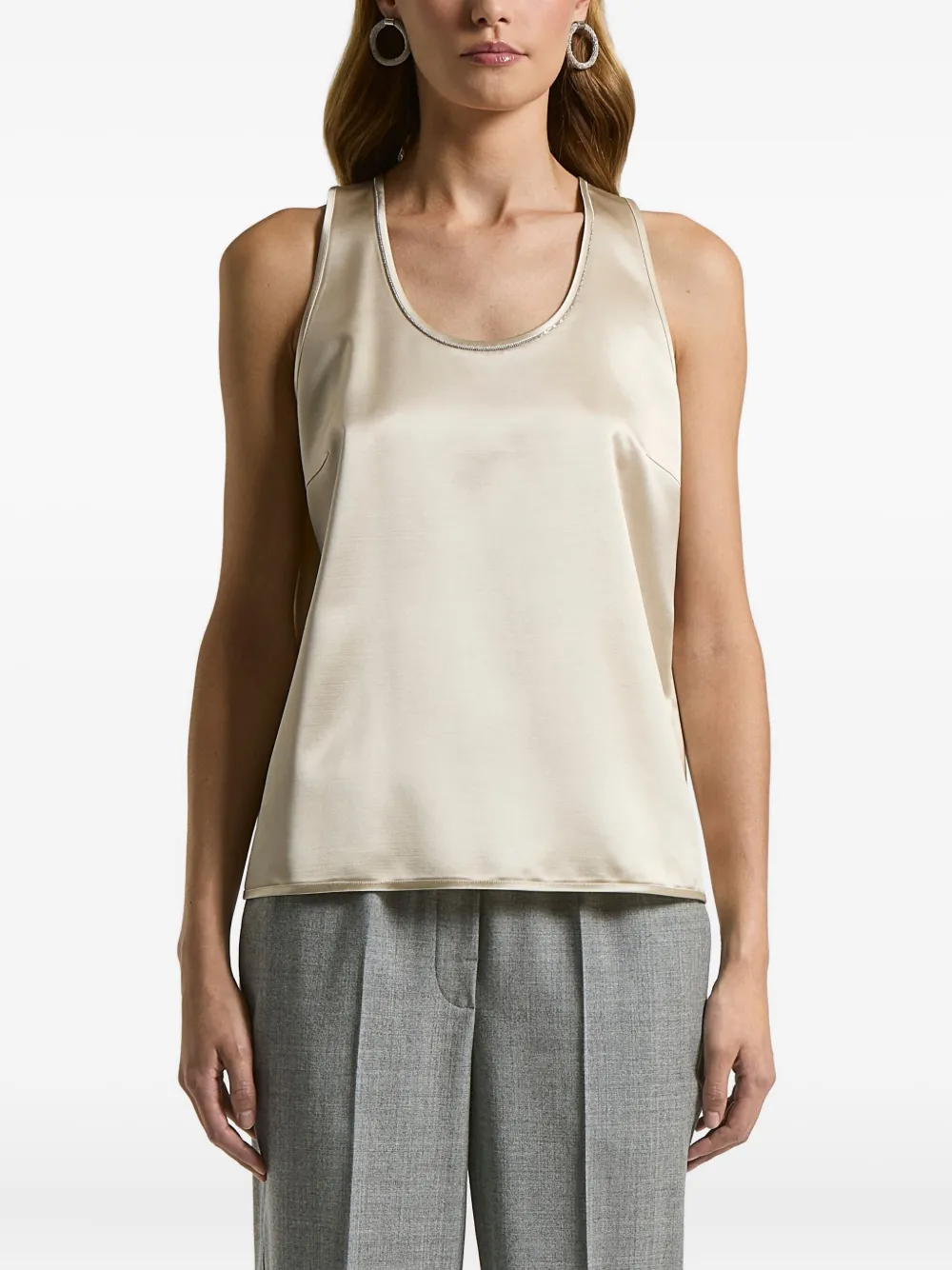 Peserico U-neck trim top | Neutrals | Image 1